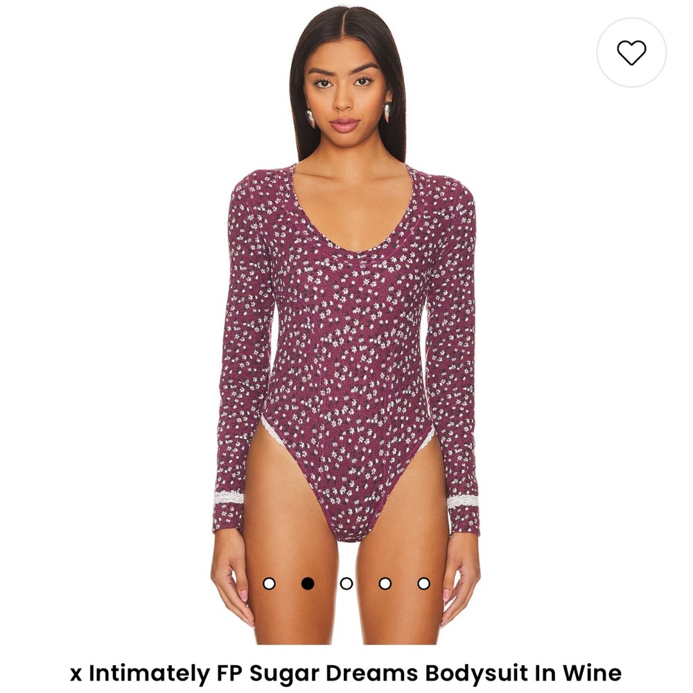 NWT Free People Sugar Dreams Bodysuit In Wine Combo Size Medium